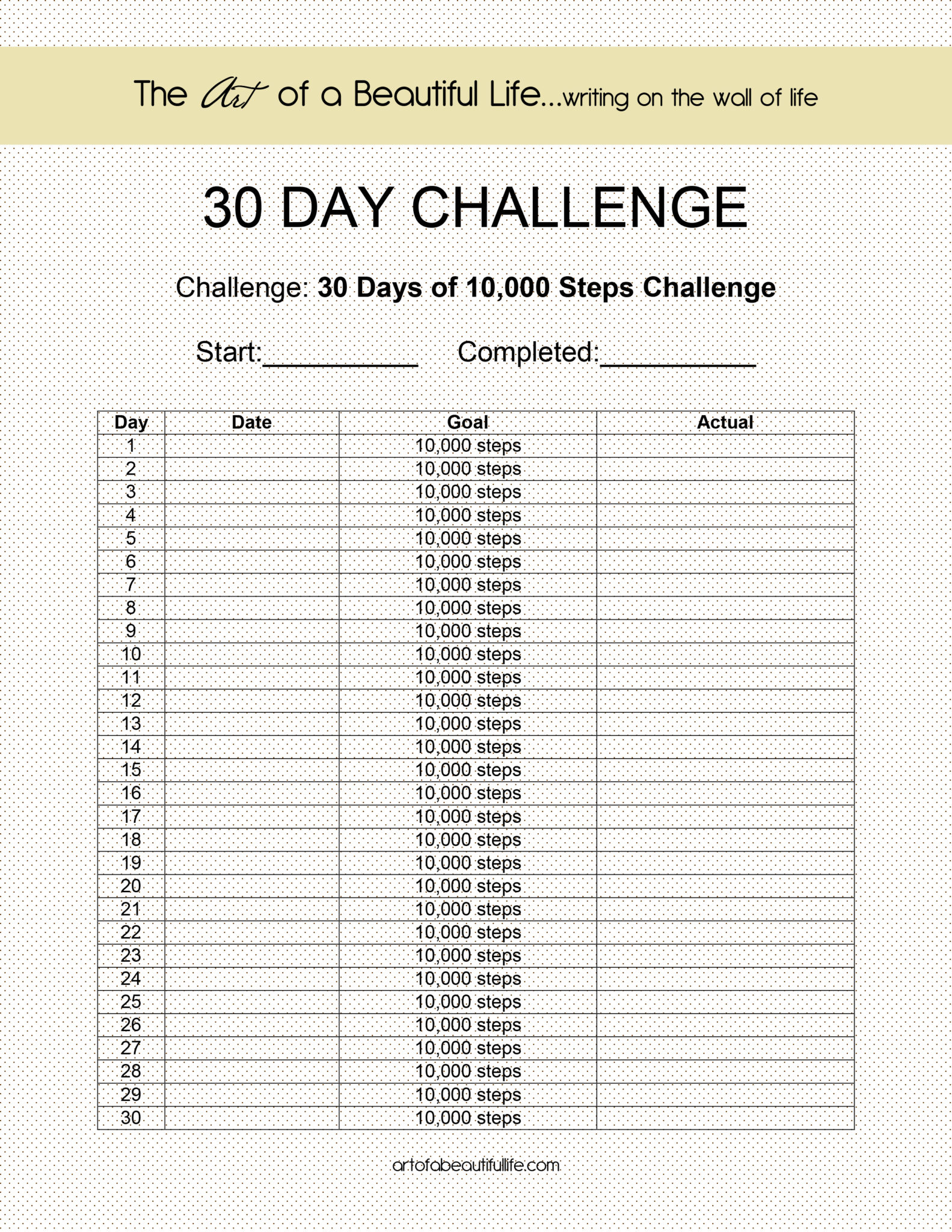 10,000 Steps a Day for 30 Days