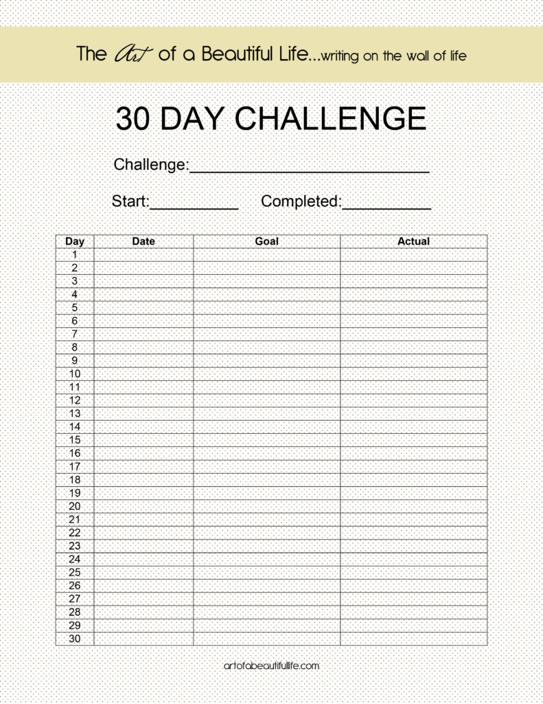 Printable Chart 30 Days