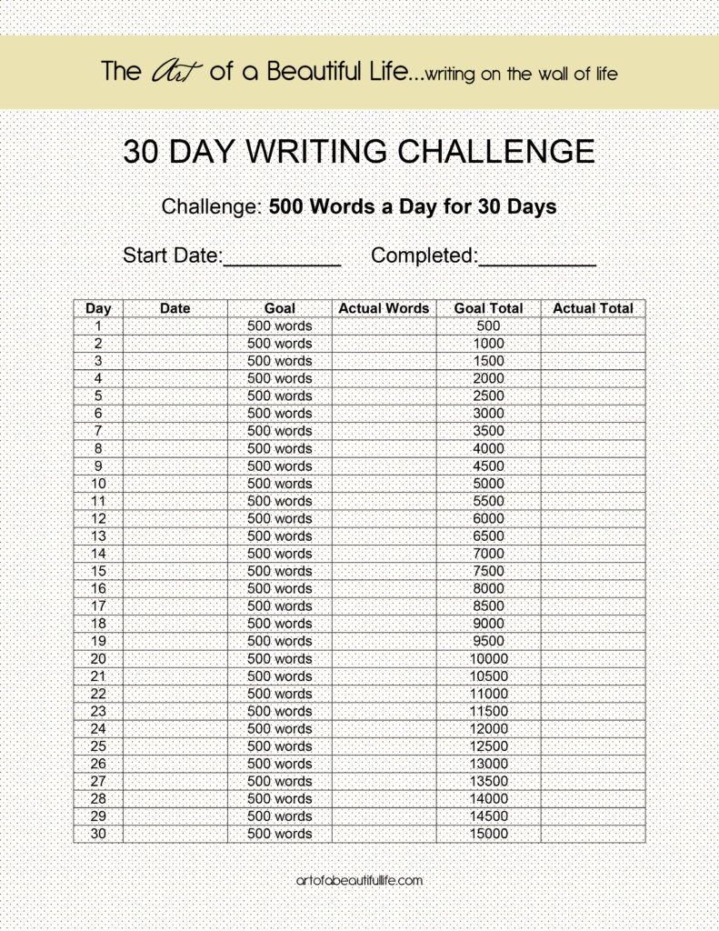30 day writing challenge part 2
