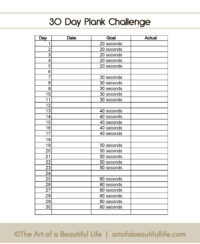 Easy 30 Day Plank Challenge - The Art of a Beautiful Life