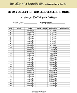 Less Equals More - Take the 30 Day Declutter Challenge | artofabeautifullife.com