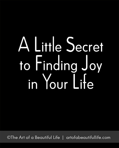 A Little Secret to Finding Joy in Your Life | Read more... https://artofabeautifullife.com