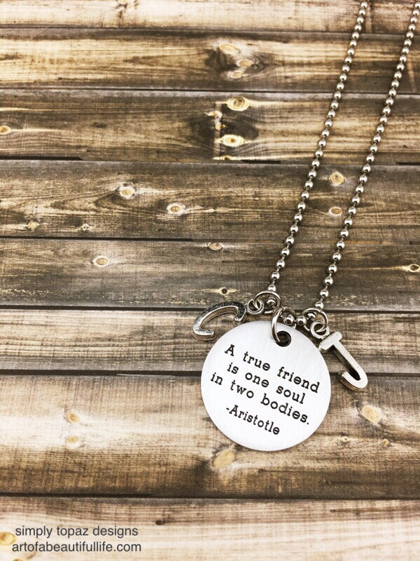 True Friend Quote Necklace with Initials