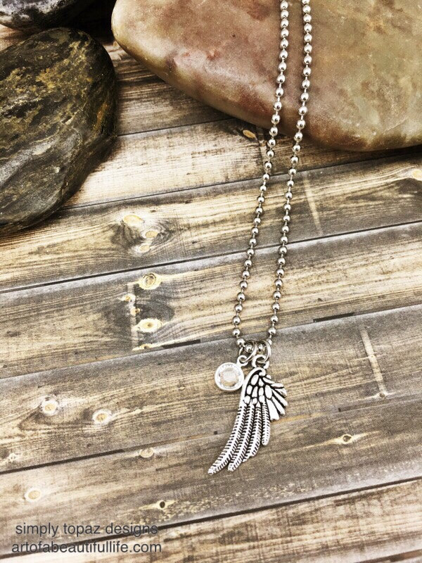 Wing Necklace with Birthstone