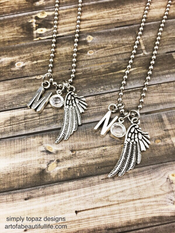 Best Friend Necklace Set Wings, Crystal