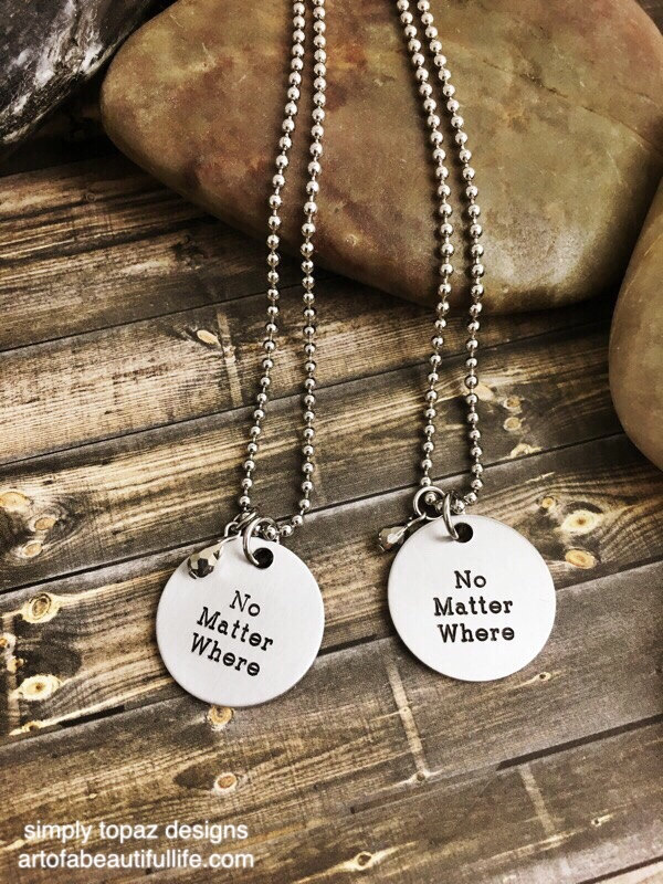 No Matter Where Necklace Set of 2 with Metallic Gem