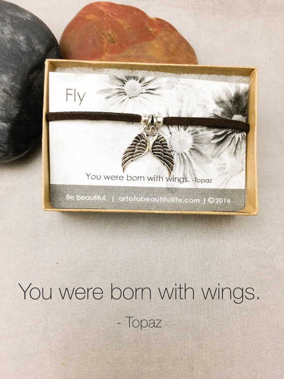 Fly Quote Jewelry| Born to Fly Bracelet | Inspirational Jewelry | Suede Bracelet