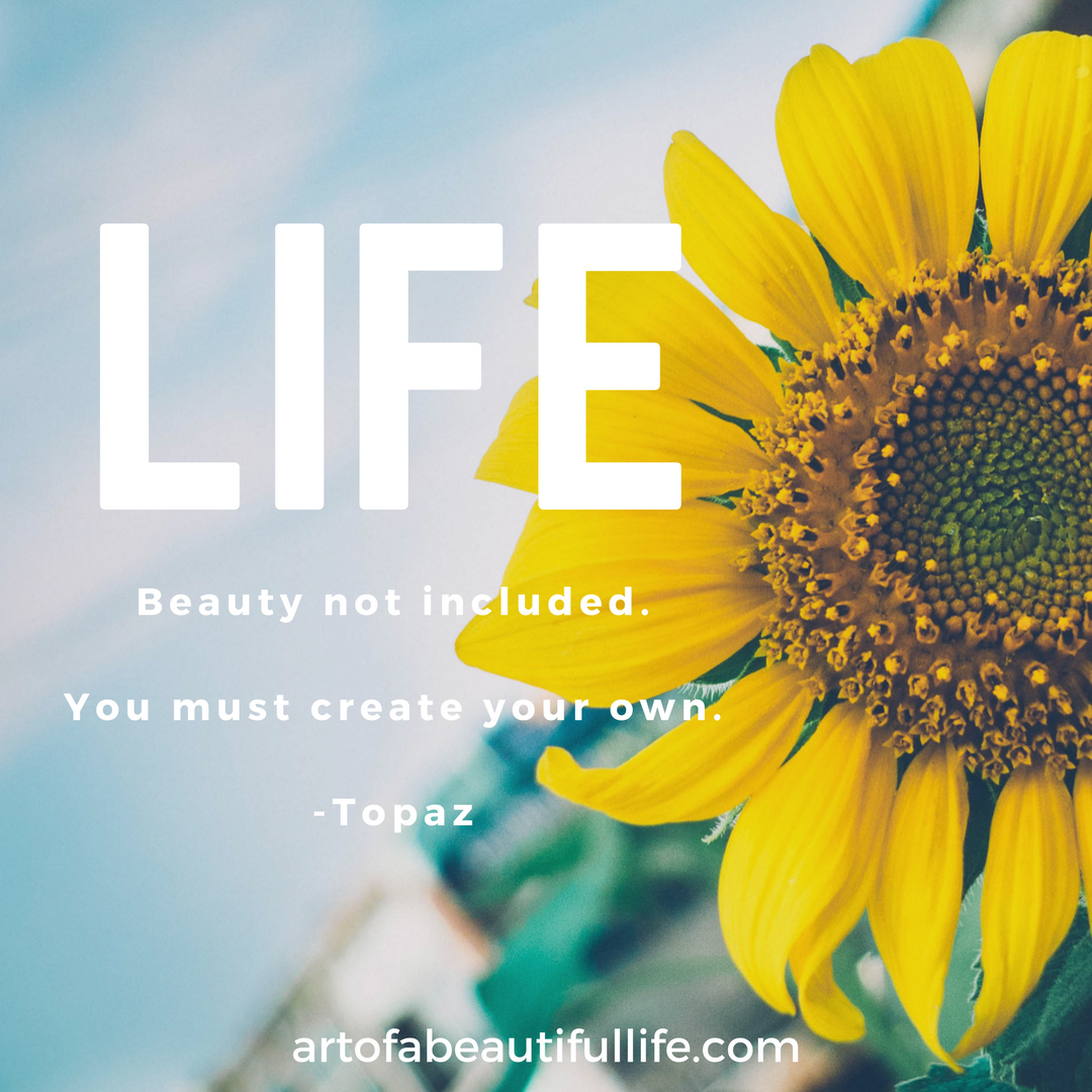 Beautiful Life Quote: Life. Beauty not included. You must create your own. -Topaz