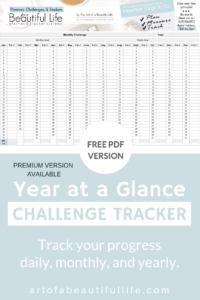 Free Printable 30 Day Challenge, Monthly Challenge, Yearly Challenge